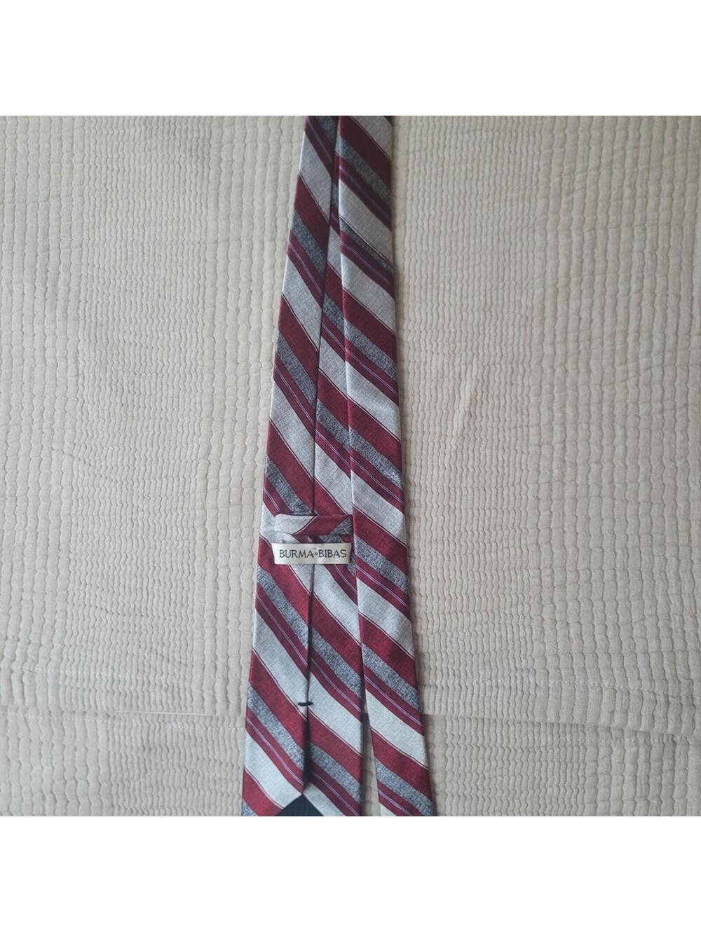 Burma Bibas Classic Burgundy and Silver Silk Powertie - Picture 2 of 3